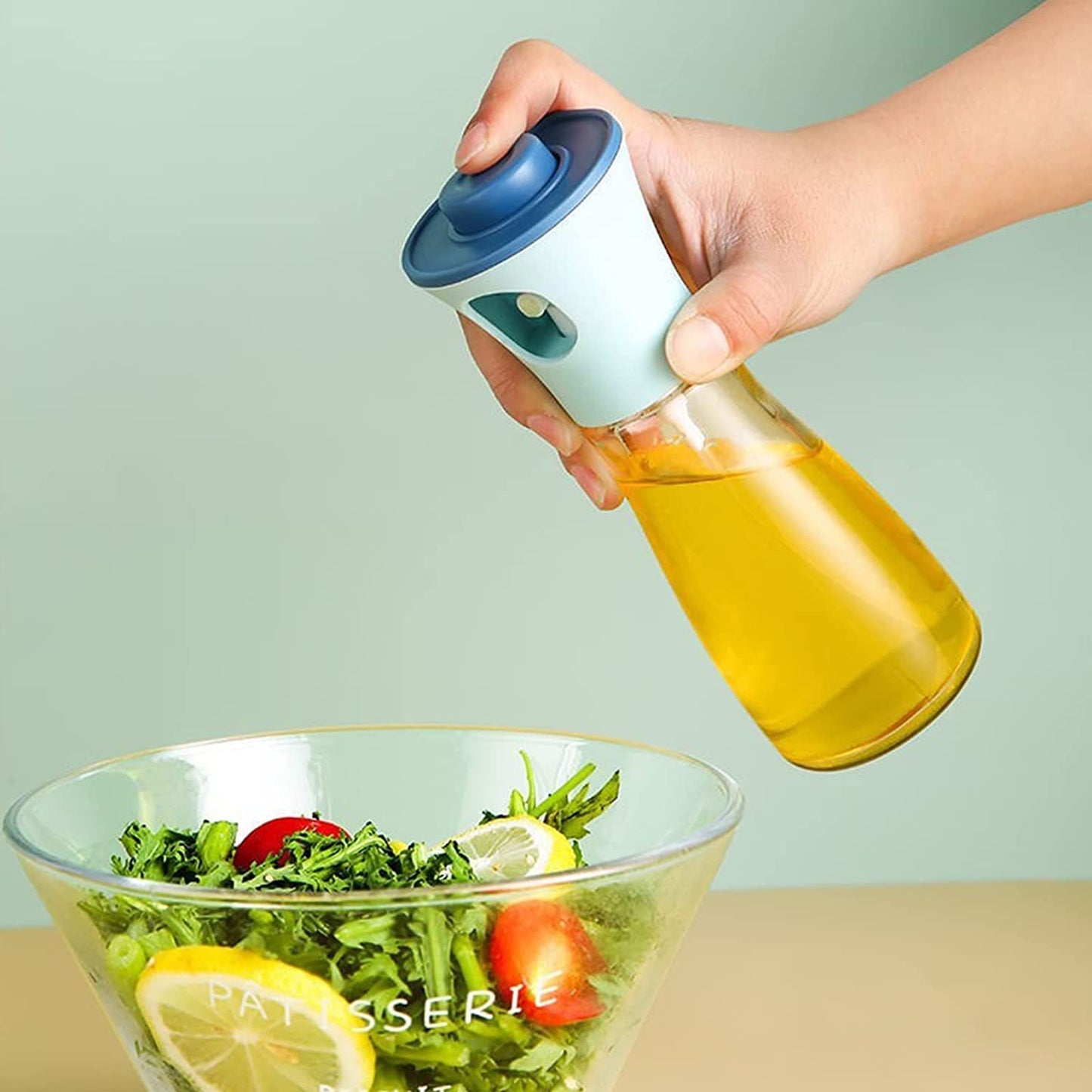 3 in 1 Oil Dispenser Bottle for Kitchen with Brush Glass Spray Bottle 550ml