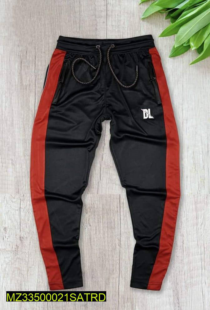 Men Slim Fit Track Suit Black Red